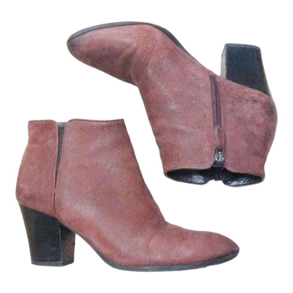 Franco Sarto Artist Collection Agenda Heeled Leather Bootie in Oxblood Size 9